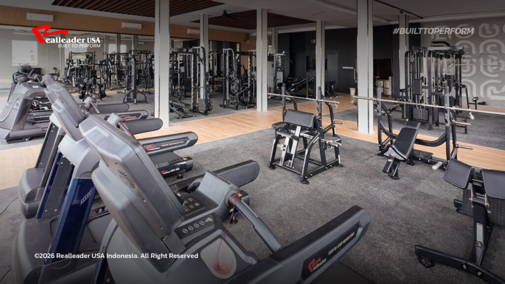 Deretan peralatan gym komersial premium sebagai aset tetap bisnis