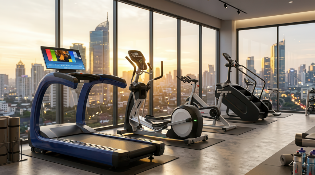 Estimasi biaya buka gym Jakarta untuk fasilitas fitness premium dan interior mewah.