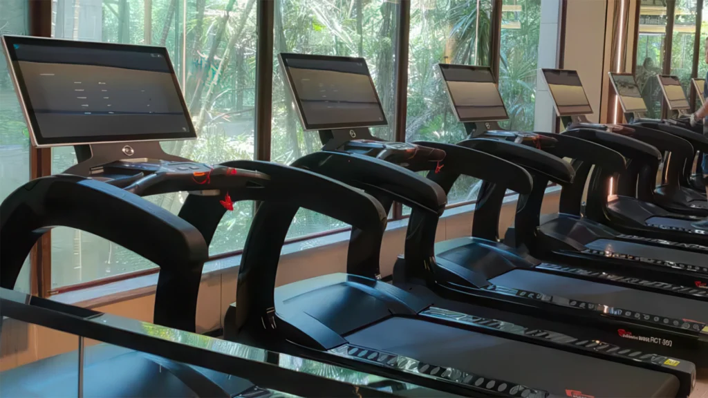 Kondisi gym premium yang menerapkan panduan zoning ruang gym dengan rapi di area terbatas.