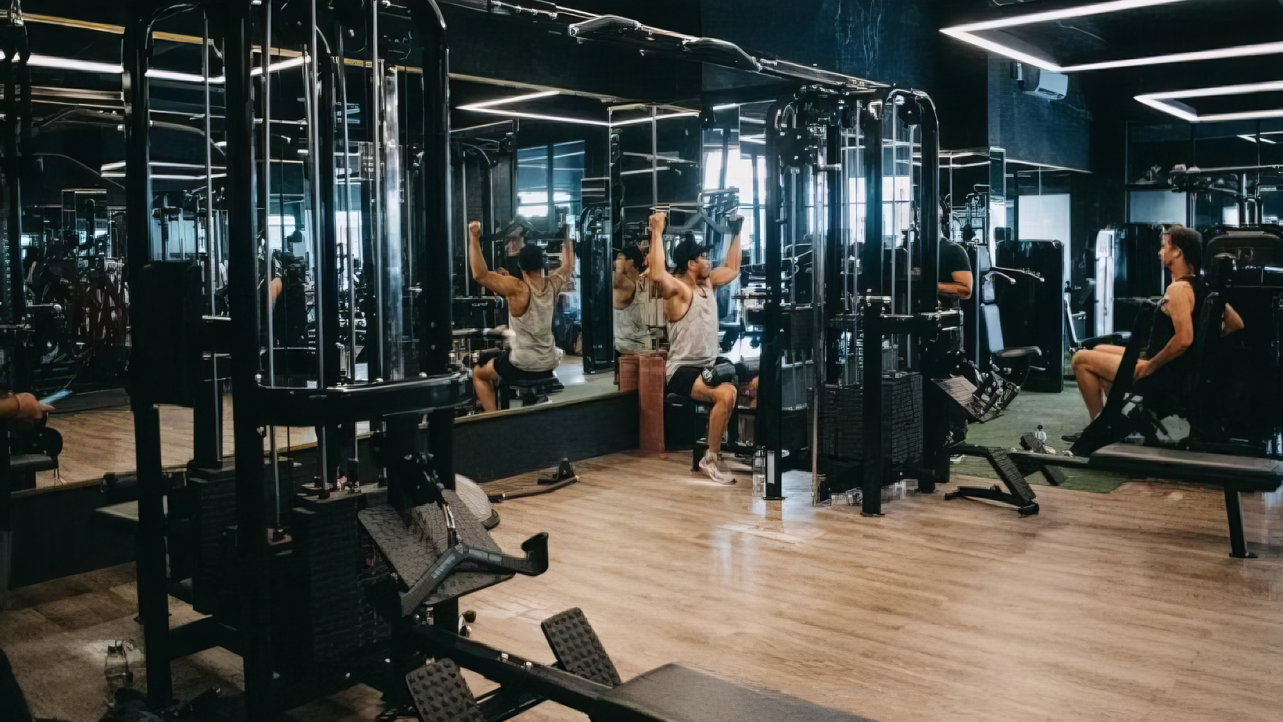 Area strength training dengan mesin gym komersial premium
